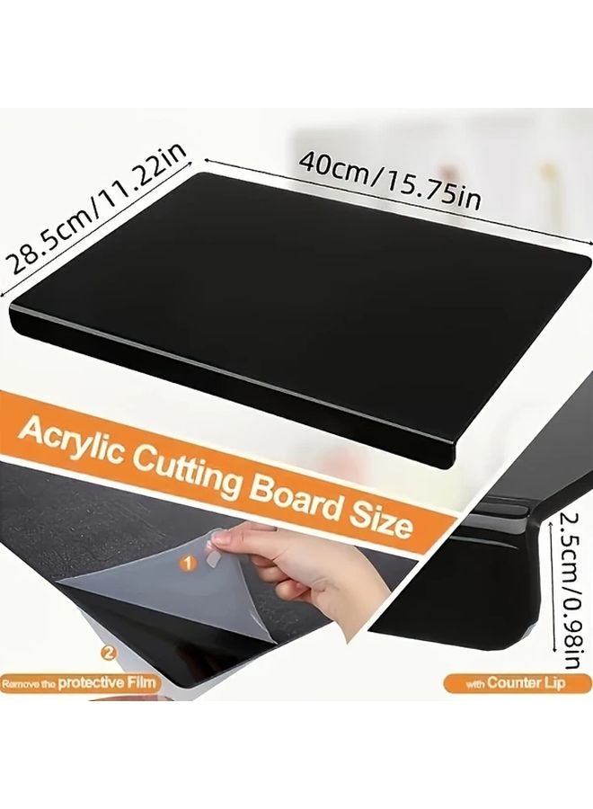 Black Large Non Slip Acrylic Cutting Board Easy Clean Space Saving Kitchen Essential - Image 3
